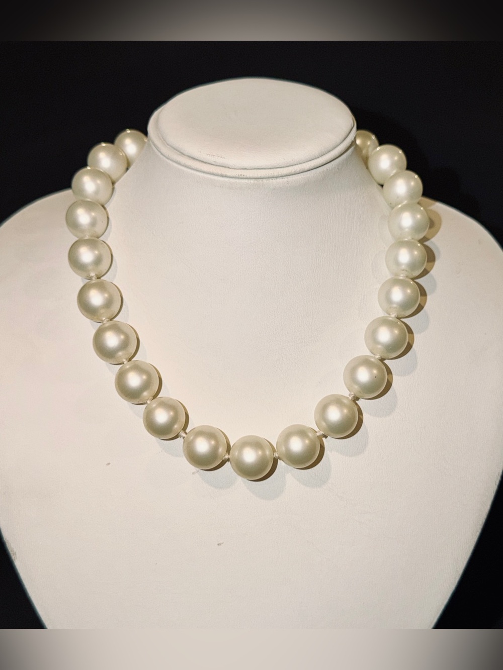 Vintage Marvella Faux Pearl Necklace 18” Large 12mm Pearls